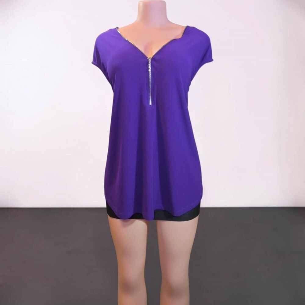 89th + Madison Royal Purple Sleeveless Zipper Detail Blouse Top Plus Size 3X
